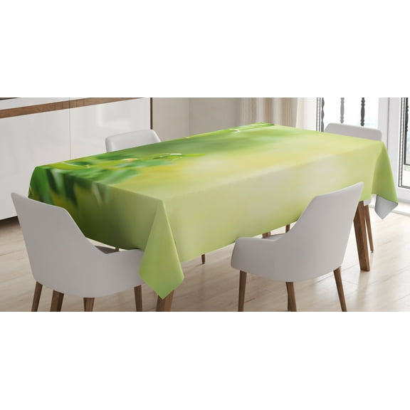 Ambesonne Spa Themed Tablecloth Rectangular Table Cover, Green Trees in Exotics, 52"x70", Pale Green and Green