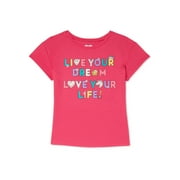 365 Kids from Garanimals Girls' Graphic T-Shirt with Short Sleeves, Sizes 4-10