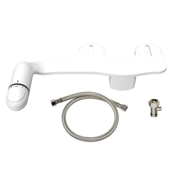 Mainstays  Dual Nozzles Bidet Attachments with Self Cleanig Daisy White, Slim Size