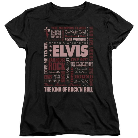 Elvis Presley Whole Lotta Type S/S Women'S T-Shirt Black