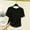 Black, variant on Womens Ruched Waist Crewneck T-Shirt Slim Fit Short Sleeve Top Solid Color Cinched Waist Blouse for Spring Summer Daily Wear