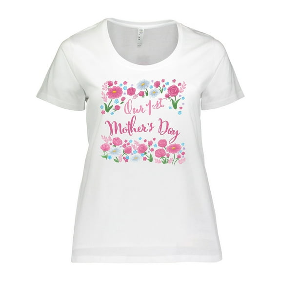 Inktastic Our First Mother's Day-Roses and Daisies Women's Plus Size T-Shirt