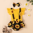 thumbnail image 3 of LMTODLFG Baby Boy Clothes Girls Clothes T Shirt Tops Floral Suspender Shorts Ruffle Sleeve Outfits Headband Set Spring Summer 0-18 Months 12 Month Girl Clothes Yellow 12-18 Months, 3 of 9