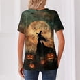 thumbnail image 6 of IYYVV Women Fall Halloween V Neck Shirt Pumpkin Graphic Short Sleeve Tee Autumn Holiday Family Matching Top Yellow S, 6 of 6