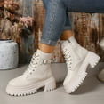 thumbnail image 5 of Wowcloth Women's Fashion Casual Ankle Boots – British Style Round Toe Lace-Up with Chunky Sole & Mid-Heel for Everyday Wear, 5 of 9