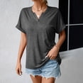 thumbnail image 3 of Mittory Womens V Neck Basic Tops Soild Color Tunic T Shirts Summer Short Sleeve Casual Cotton Tees Shirts, 3 of 8