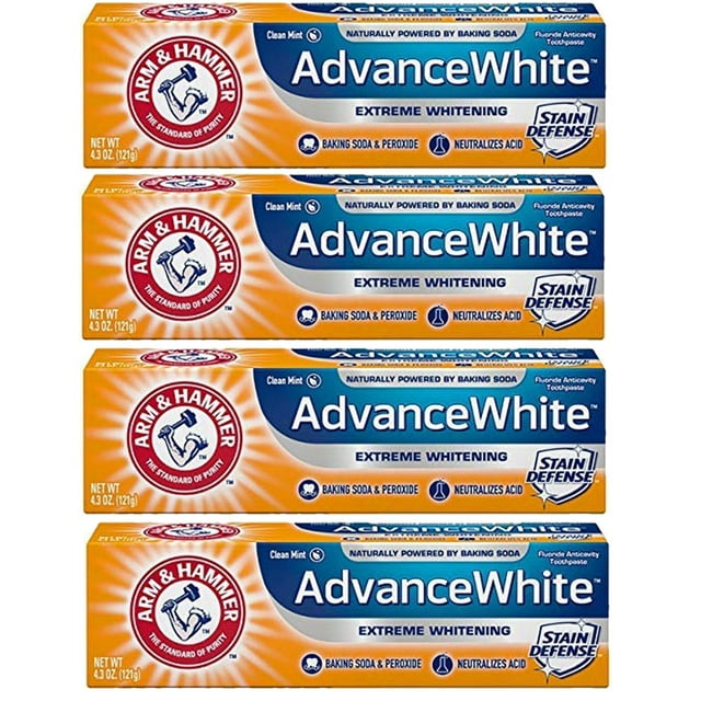 Pack of (4) ARM And HAMMER Advance White Baking Soda And Peroxide