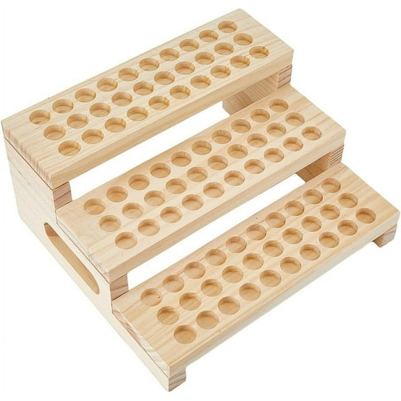 1 Set 90 Slots Wooden Lipsticks Holder 3 Tier Tube Display Shelf Wood Tool Rack Wooden Essential Oil Display Storage Organizer