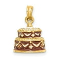 thumbnail image 3 of Auriga 14k Yellow Gold 3-D HAPPY BIRTHDAY Cake w/Brown Frosting Charm (L - 20mm, W - 12.57mm), 3 of 6