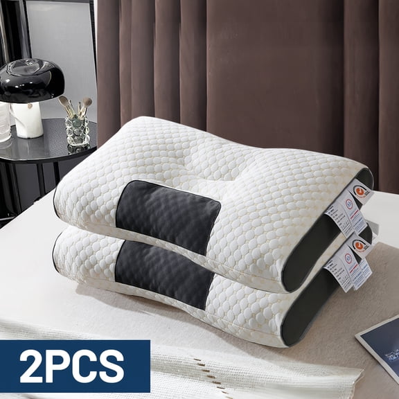 Soft Adjustable Ergonomic 2pcs Knitted Massage Neck Pillow - Orthopedic Contour Support Pillow - Removable Cover, High Quality Pillow Core