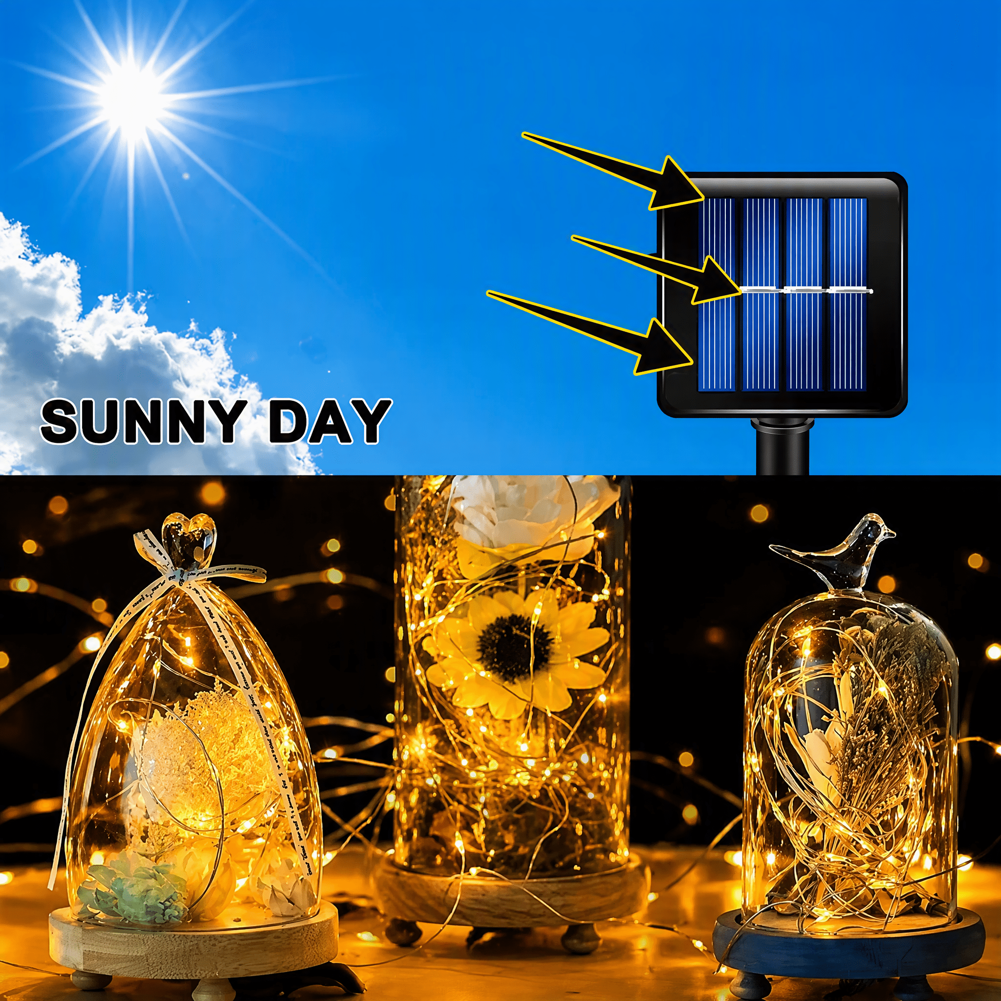 2 Packs White Solar Fairy Lights, Each Pack Contains 110 Led Solar String Lights, Ip65 Waterproof Copper Wire, 8 Modes Of Solar Fairy Lights, For Garden, Courtyard, Tree, Wedding, Christmas