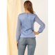 thumbnail image 5 of Camisa De Panel De Gasa De Satén Elegante Manga Larga Transparente Cuello Redondo Blusa Para Mujer  Azul L, 5 of 6