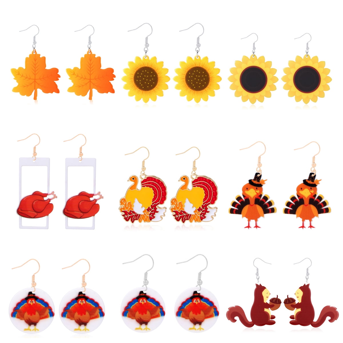 Fall Earrings Collection for Women;Halloween & Thanksgiving Theme Jewelry Set;Lightweight Autumn Leaves & Candy Corn Earrings;Stylish Holiday Gift for Ladies