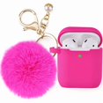 thumbnail image 1 of wonima11 Filoto Compatible with Airpod 2&1 Case Cover, Cute Silicone Protective Accessories Cases/Keychain/Pompom, Best Gift for Girls and Women, Fuchsia Pink, 1 of 1