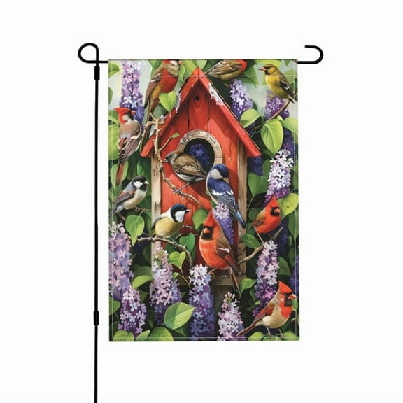 Yolandalse Graden Flag Birdhouse Floral Birds Garden Flag 12 X 18 Inch Double Sided,Fall Thanksgiving Pumpkin Garden Flag Home Decorative Outdoor