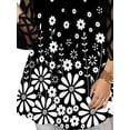thumbnail image 3 of XXLvision Women Lace 3/4 Sleeve Printed Patchwork Flowy Swing Shirts Blouses Plus Size Tops, 3 of 4
