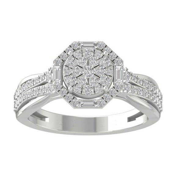 ARAIYA FINE JEWELRY 10K White Gold Diamond Cluster Ring (5/8 cttw, I-J Color, I2-I3 Clarity) Size 10