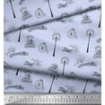thumbnail image 2 of Soimoi Blue Cotton Poplin Fabric street lamp & Vintage Cycle Text Print Fabric by the Yard 42 Inch Wide, 2 of 3
