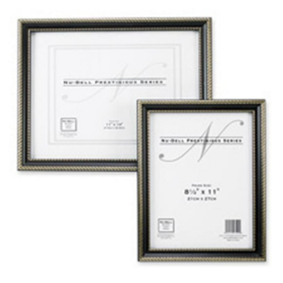 Visage en Plastique de Cadre de Document Traditionnel Prestigieux de 11 Po x 14 Po, Noir avec Garniture en Or
