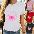 thumbnail image 4 of WREESH Womens Fashion T-Shirts Spring Summer Casual Round Neck Printed Short Sleeved T-Shirt Top Pullover Pink, 4 of 4