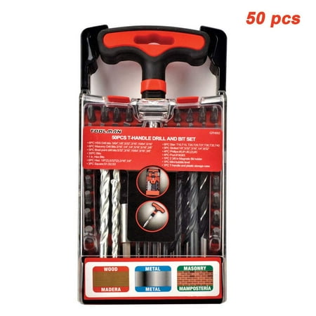 Makita Drill Set With Radio Toolman Drill Bit Screwdriver Set Universal fit 50 pcs T handle Tool Magnetic works with DeWalt Makita Ryobi ()