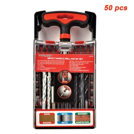 Toolman Drill Bit Screwdriver Set Universal fit 50 pcs T handle Tool Magnetic works with DeWalt Makita