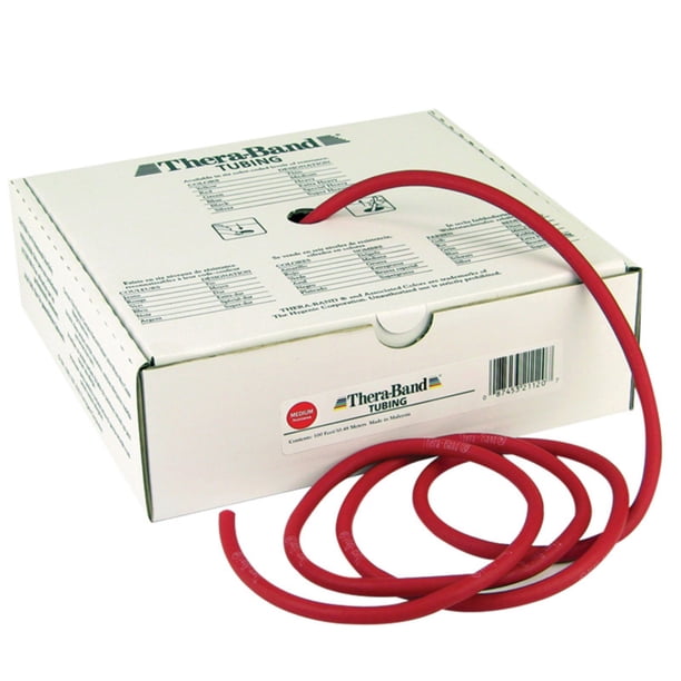 TheraBand Professional Latex Resistance Tubing 100 Foot Red Medium 