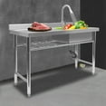 thumbnail image 5 of 201 Stainless Steel Thickened Commercial Sink Prep Table W/ 360° Faucet Freestanding, 5 of 22