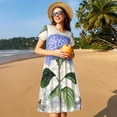 thumbnail image 4 of Balery Vintage Flower Vestidos sueltos de manga corta para mujer, vestidos de verano 2025, vestidos casuales de corte A con vuelo., 4 of 6