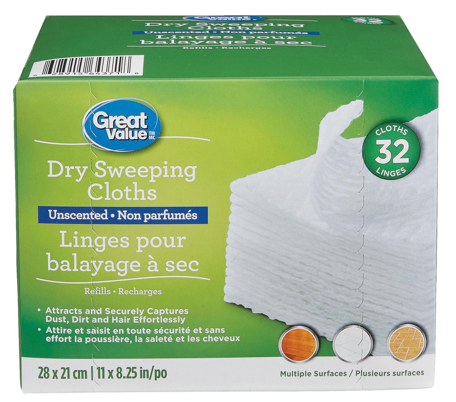 Linges pour balayage à sec Great Value Non parfumés Linges pour balayage à sec
