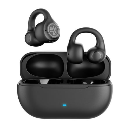 JLab Flex Open Earbuds, Black, Open-Ear Clip Design, 21  Hr Playtime, IPX4, Multipoint, Clear Calls, Fast Pair
