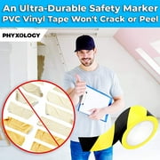 Nova Supply Double-Roll of Ultra-Adhesive, Black & Yellow Vinyl Hazard Tape for Floor Marking