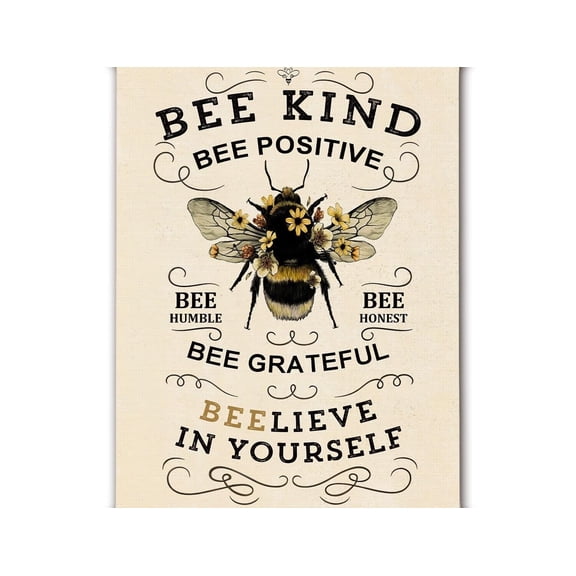 Bumblebee Inspirational Quotes Wall Art Poster, Bee Decorations for Home, Bee Kind Positive Affirmations Canvas Prints Wall Decor for Home Bedroom Living Room Office