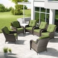 thumbnail image 6 of Meetleisure 6 Piece Wicker Patio Furniture Set, Rattan Chairs with High Back, Deep Seating, Wide Armrest, Thick Cushions for Deck Porch, Green, 6 of 9