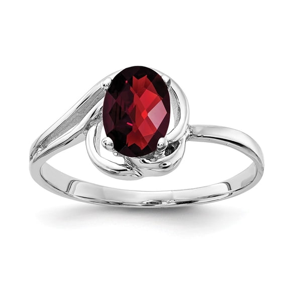 Solid 14k White Gold 7x5 Oval Gemstone Ring Band with CZ Cubic Zirconia Size 5.5 (Width = 1mm )