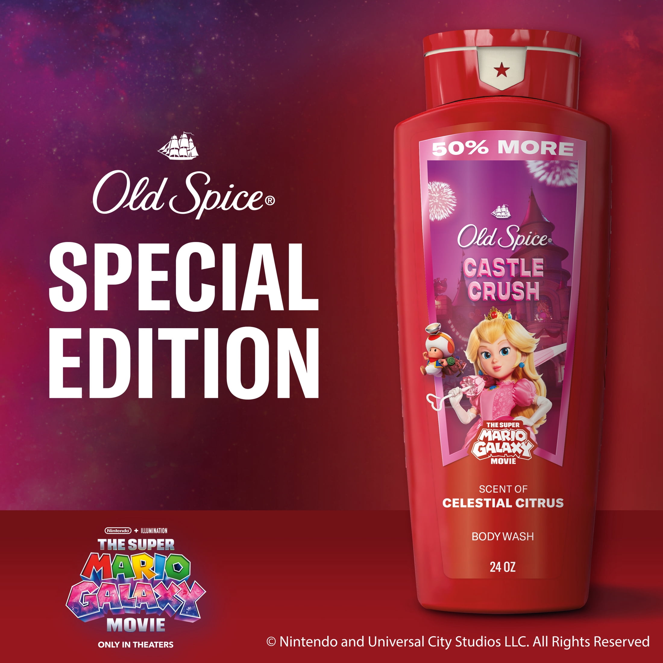 Old Spice Body Wash for Men, Castle Crush, Scent of Celestial Citrus, Old Spice x The Super Mario Galaxy Movie, 24 fl oz