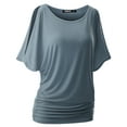 thumbnail image 2 of Doublju Womens Short Sleeve Dolman Drape Loose Fit Tunic Top(Plus Size Available), 2 of 5