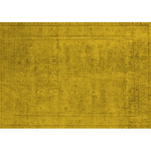 Ahgly Company Indoor Rectangle Oriental Yellow Industrial Area Rugs, 7' x 9'