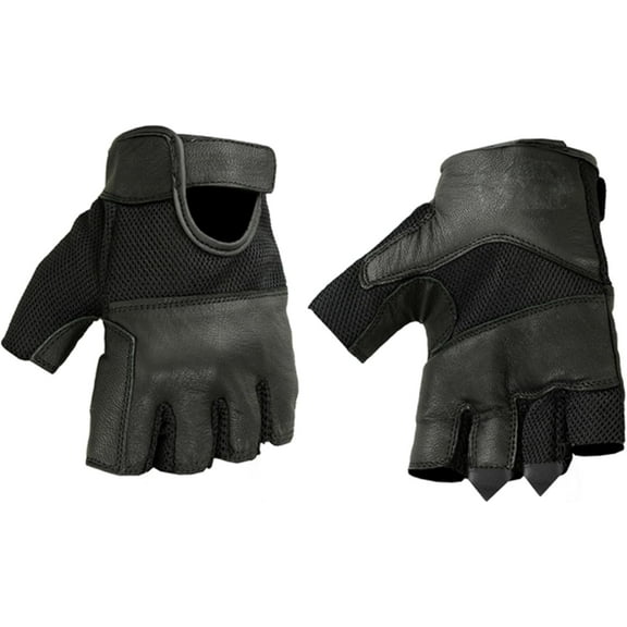 Daniel Smart Men’s Leather Gloves Fingerless Motorcycle Gloves with Gel Palm, Mesh and Synthetic Leather for Maximum Airflow