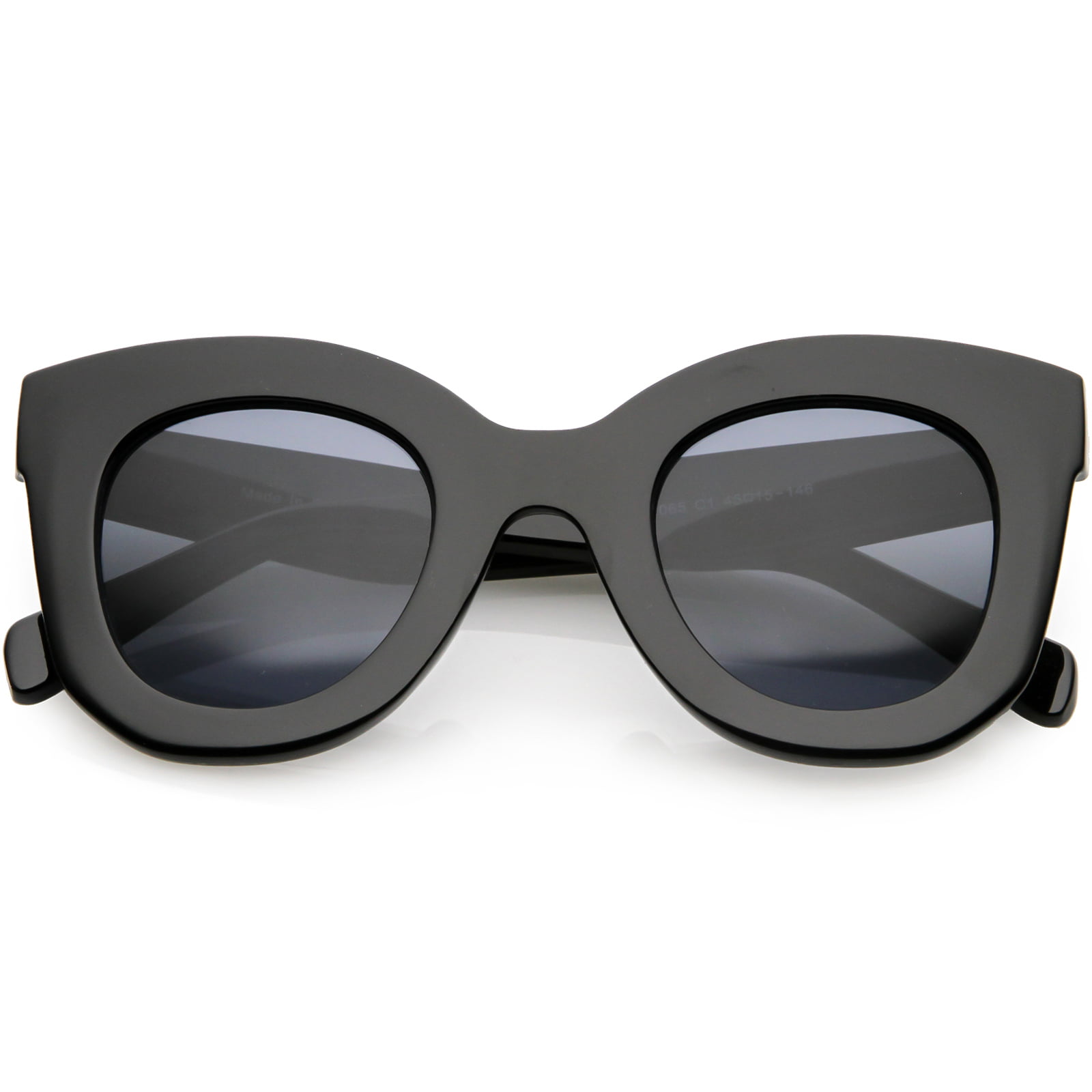 Women's Oversize Chunky Cat Eye Sunglasses Round Lens 46mm (Black ...