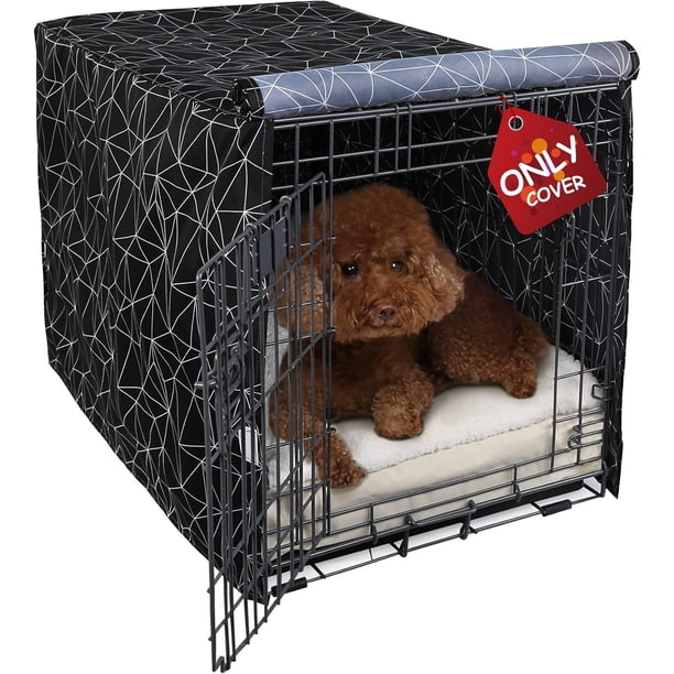 Funda para jaula de perro de 42 pulgadas, funda de poliéster duradera para perrera de mascotas, ajuste universal para jaula de perro de alambre 1 (negro)