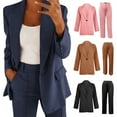 thumbnail image 2 of Elegant Women's Suit Set Sophisticated Coat Casual Button Long Sleeve Collar Pants Office Suit Jacket, 2 of 8
