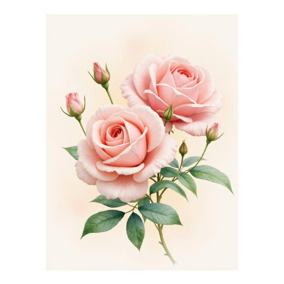 Diamond Art Kit for Adults, Pink Roses Blossoms Leaves Art Diamond Painting for Adults Beginners, DIY Diamond Art Painting Kits, 5D Diamond Painting Crafts for Home Decor 12x16 Frameless