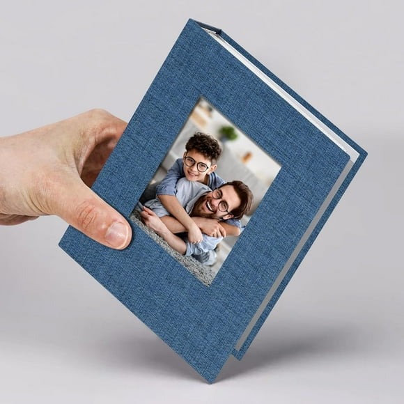 shiyou-Small Photo Album 4x6 Slip-in Picture Album 50 Pages Holds 100 Photos, Portable Photo Book 4x6 for Wedding Family Baby Travel Blue