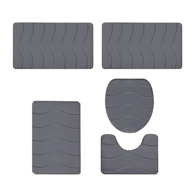 Alfombras de baño, alfombras para sala de estar, alfombra de área, alfombra de baño de espuma, juego de 5 alfombras de baño para 5 piezas, alfombrillas de inodoro universales, suaves, cómodas, con abs