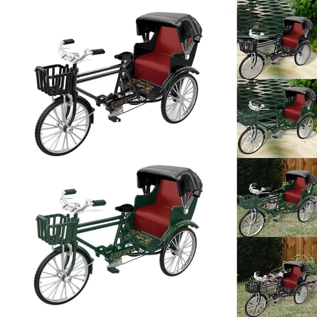 2pcs 1:12 Scale Tricycle Models Building Three Wheeled Rickshaw Toy Ornament Yotijar Juguetes de triciclo
