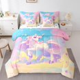 thumbnail image 1 of YST Unicorn Bedding Set 7-Piece Pink Rainbow Unicorn Comforter Set, King Size, 1 of 5