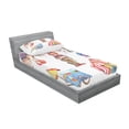 thumbnail image 3 of Ambesonne Colorful Fitted Sheet & Pillow Sham Set, Clown Circus, Queen, Multicolor, 3 of 3