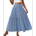 thumbnail image 1 of Falda Midi de Cintura Alta Elástica para Mujer, Informal, de Verano, , con Volantes, Estampado Floral, Corte A. Flor Azul L, 1 of 8