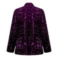 thumbnail image 5 of Xingpeng Flannel Blazer with Sequin Lapel Women's Jacket Fall Winter Casual Long Sleeve Unique Work Office 2026 Purple XXL, 5 of 6